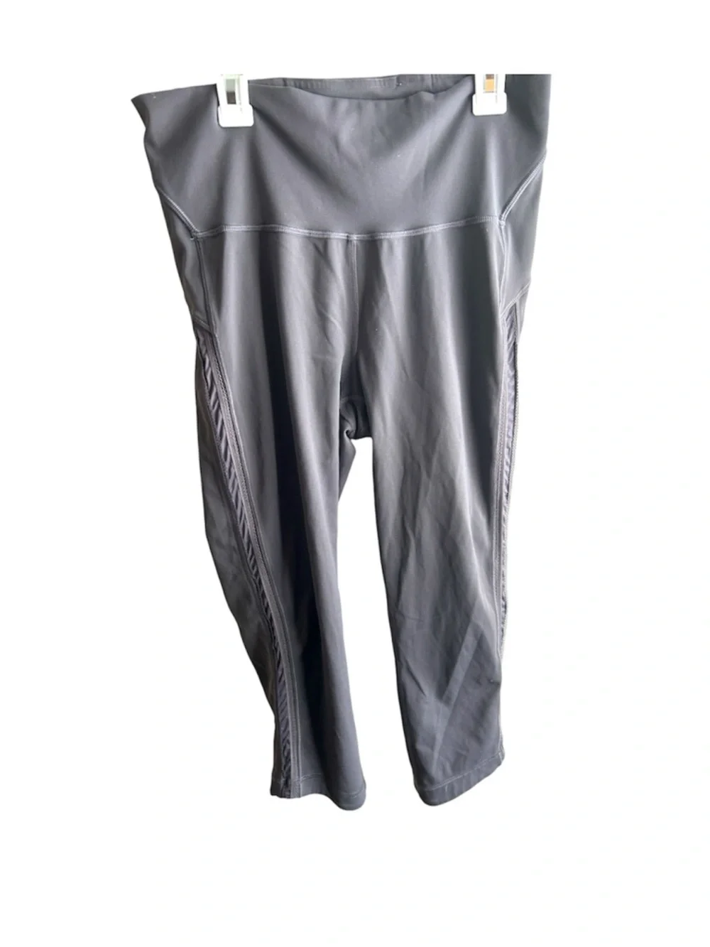 Lululemon Mesh Panel Crop Leggings Size 10 Gray Purple Athleisure Yoga Gym